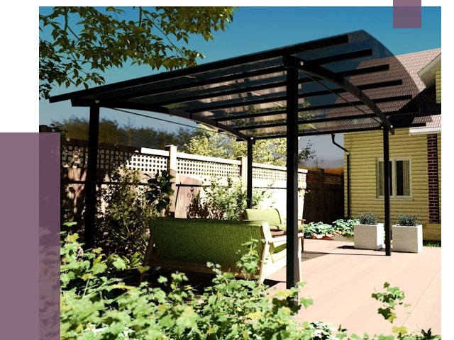 Навесы для террасы в Апшеронске от 13066 руб. под ключ | ПРОЛЁТ-Пшр