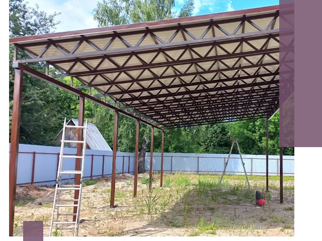 Односкатные навесы под ключ в Апшеронске — изготовление и монтаж