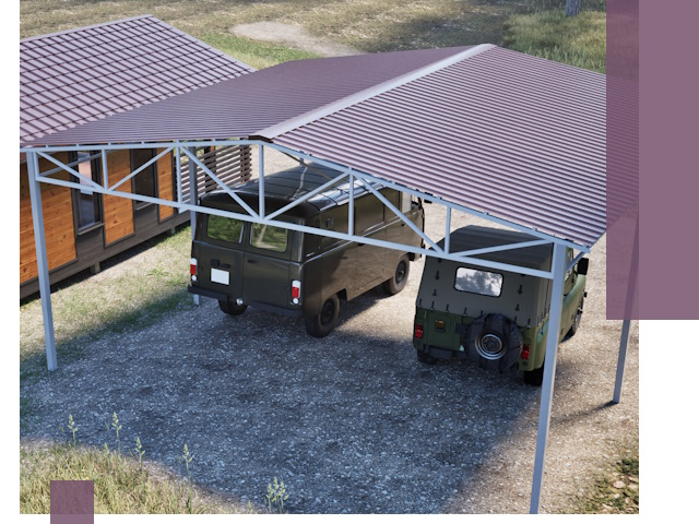 Двускатные навесы под ключ в Апшеронске — изготовление и монтаж